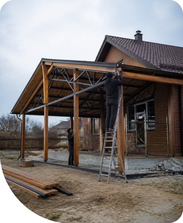 Пристройка навеса к дому и участку в Королёве под ключ